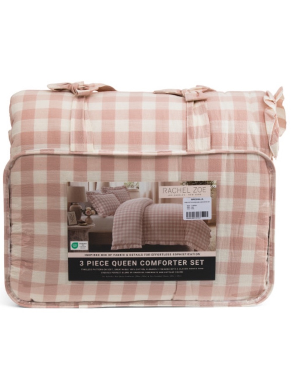 Rachel Zoe Blush Pink Gingham Comforter Set